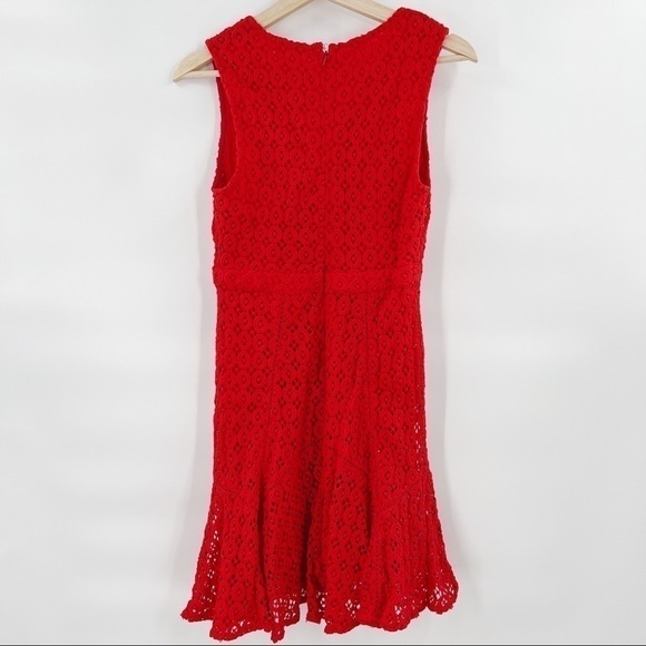 SAM & Soni Anthropologie red crochet lace dress size 2 - Picture 4 of 7